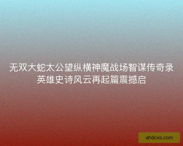 无双大蛇太公望纵横神魔战场智谋传奇录英雄史诗风云再起篇震撼启